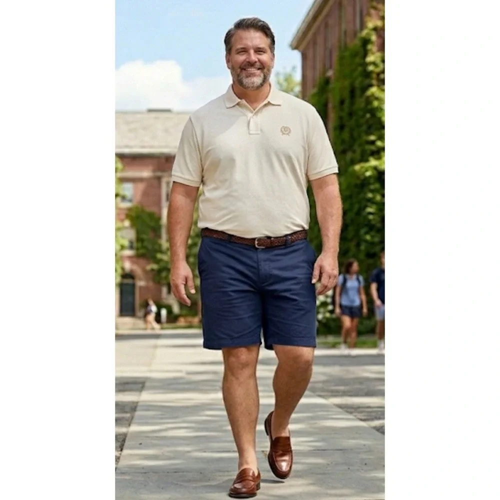 Polo Ralph Lauren Shorts Mens 46B Navy Classic Fit Chino Dress Flat Front Cotton